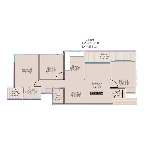 Sentosa Era Moshi 2.5 BHK Floor Plan Image